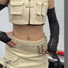 Cropped Cargo Vest / Belted Mini Skirt / Set