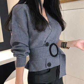 Tie-waist Double-breasted Cardigan