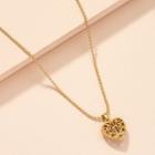 Heart Pendant Alloy Necklace X523 - Gold - One Size