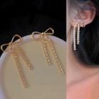 Bow Rhinestone Earring Gold - 1388a#