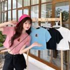 Bear Embroidered Cropped T-shirt