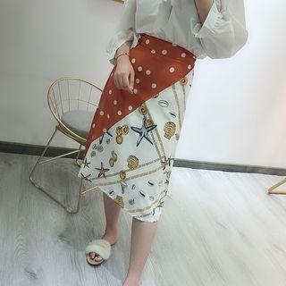 Dot Panel Midi A-line Skirt