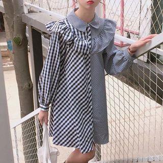 Ruffle Check A-line Dress