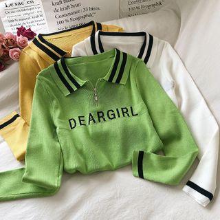 Lettering Knit Polo Shirt