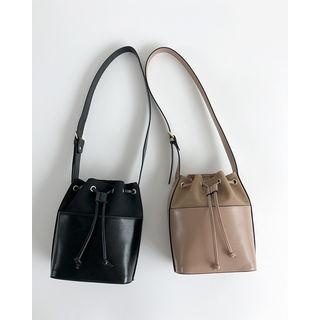 Drawcord Faux-leather Bucket Bag