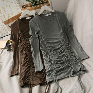 Cutout-sleeve Drawstring Mini Dress