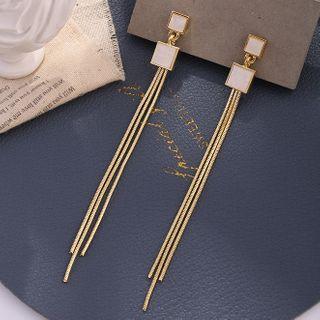 Alloy Square Fringed Earring 1 Pair - 925 Silver Needle Earrings - One Size