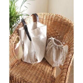 Linen Shoulder Bag With Pouch Ivory - One Size