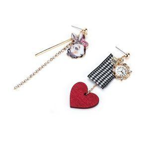925 Sterling Silver Asymmetric Rabbit Drop Earring