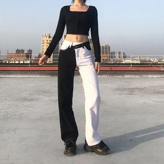 Two-tone Straight Pants