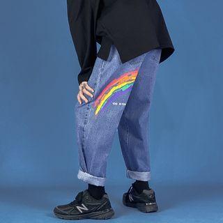 Rainbow-printed Wide-leg Jeans