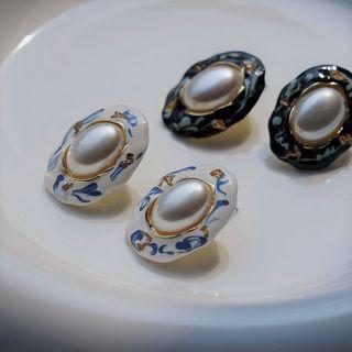 Faux Pearl Gold Leaf Alloy Earring