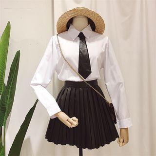 Long-sleeve Tie Accent Shirt