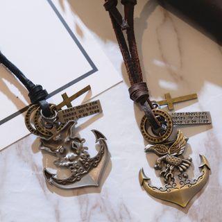 Faux Leather Anchor Pendant Necklace