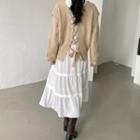 Long-sleeve Midi Shift Dress / Lace Up Cardigan
