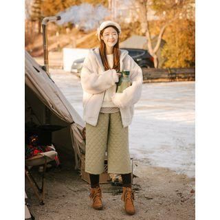 Band-waist Quilted Cropped Pants