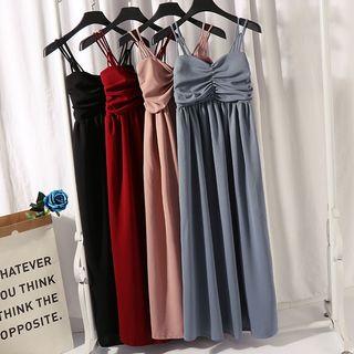Spaghetti-strap Ruched Maxi Dress