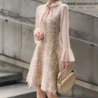 Tweed Long-sleeve A-line Dress