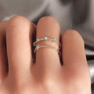 Alloy Gemstone Layered Open Ring 01 - 7678 - Kc Gold - One Size