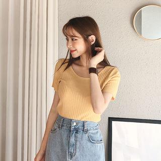 Cross-strap Back Ribbed Top Yellow - One Size