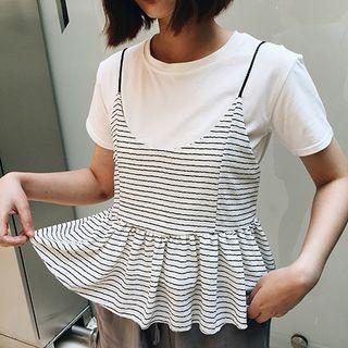 Spaghetti-strap Striped Chiffon Top