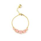 Fashion Simple Plated Gold Geometric Pink Cubic Zirconia Bracelet Golden - One Size