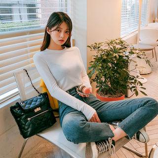 Crew-neck Slim-fit Plain T-shirt