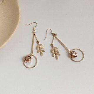 Faux Pearl Branches Hoop Dangle Earring