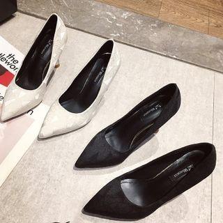 High Heel Geometric Print Pumps