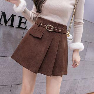 High-waist Corduroy A-line Accordion Pleat Skirt