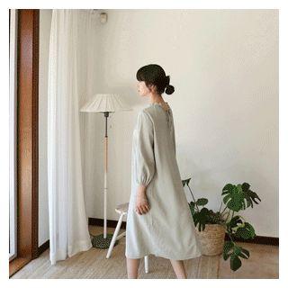 Tie-back Shirred Dress Mint Green - One Size
