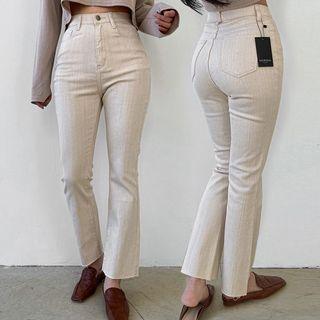 Fray-hem Boot-cut Pants In 3 Lengths