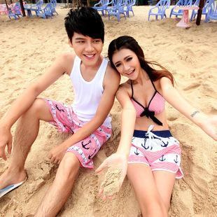 Couple Two-tone Bikini / Print Swim Shorts