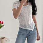 Asymmetric-hem Sheer T-shirt