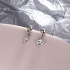 Bear & Cross Asymmetrical Sterling Silver Dangle Earring 1 Pair - Stud Earrings - Non-matching - Bear & Cross - Silver - One Size