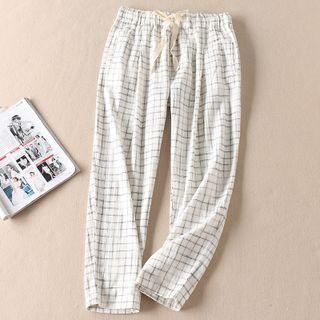 Plaid Harem Pants Plaid - White - One Size