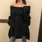 Off-shoulder Chunky-knit Sweater