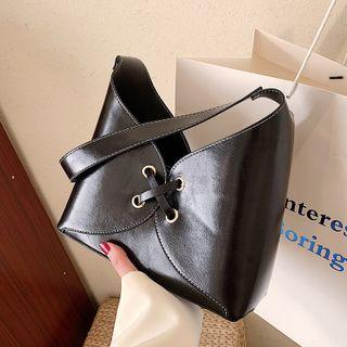 Cross Strap Faux Leather Tote Bag