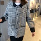 Plaid Single-breasted Jacket / Midi Knit Skirt