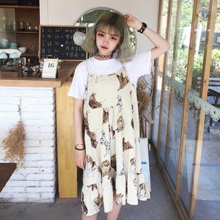 Dog Print Spaghetti Strap Dress