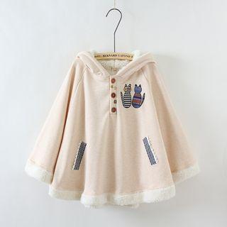 Cat Applique Cape Hoodie