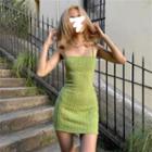 Spaghetti Strap Mini Dress Green - M