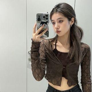 Set: Cropped Halter Top + Light Jacket