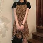 Leopard Strappy A-line Dress / Short-sleeve T-shirt