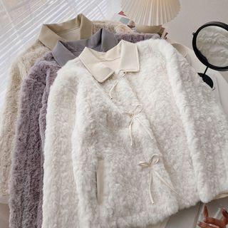 Fluffy Bow Shirt Jacket