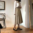 Pleated Long Skirt With Belt