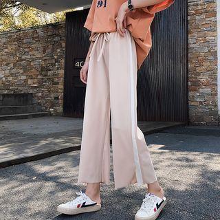 Plain Wide-leg Crop Pants
