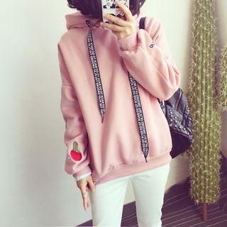 Lettering Strap Embroidered Hoodie