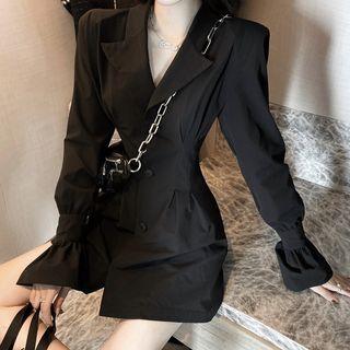 Single-breasted Mini A-line Coat Dress