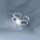Smiley Layered Sterling Silver Open Ring 1 Pc - Silver - One Size